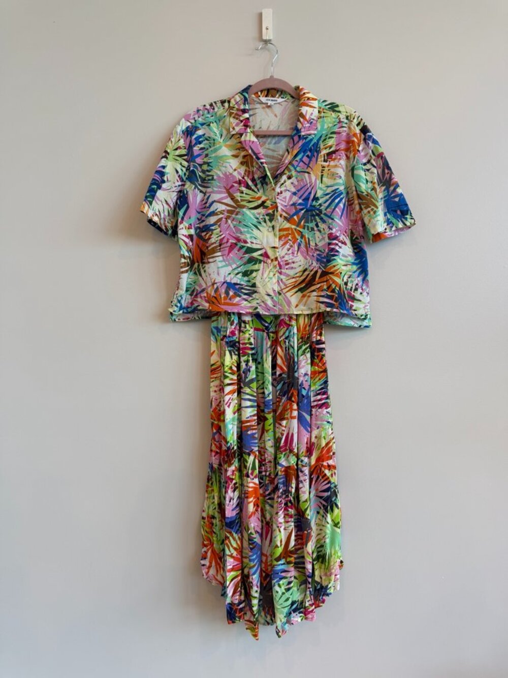 Steve Madden Tropical Print 2-Piece Set | Button-Up Shirt & Slip Midi Dress | M